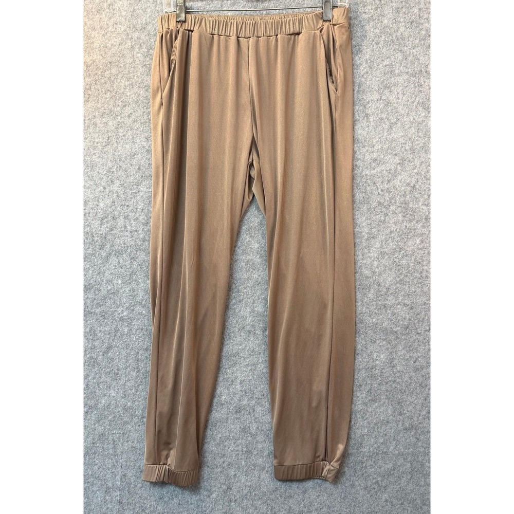 New York & Company Bronze Metallic Harem Pants Women Medium Elastic Waist
